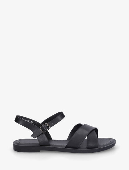 Nu-pieds croisés en simili - Noir - 5