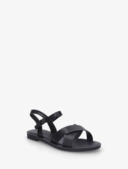 Nu-pieds croisés en simili - Noir - 2