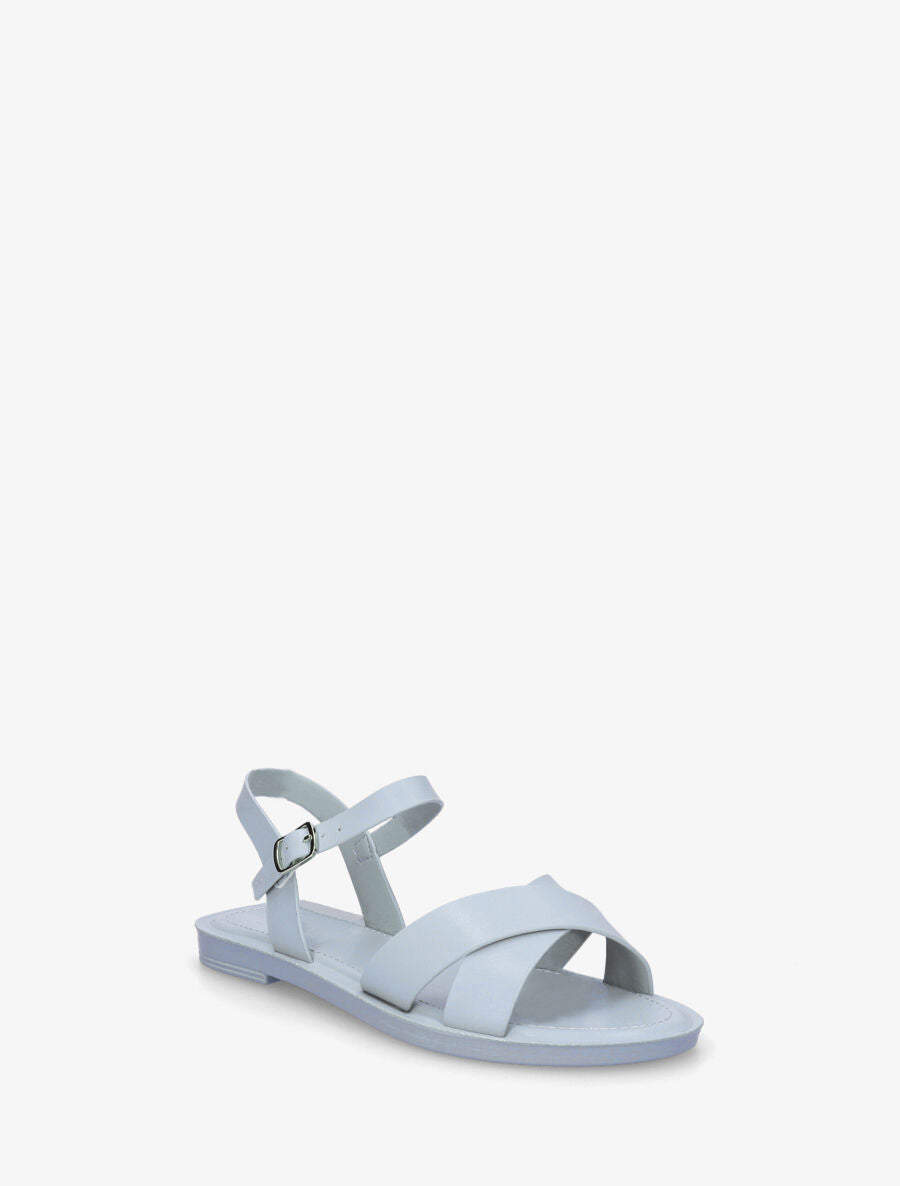 Nu-pieds croisés en simili - Bleu ciel - 2