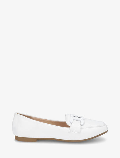 Mocassins en simili à boucle - Blanc - 1
