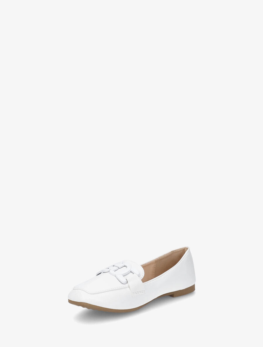 Mocassins en simili à boucle - Blanc - 3