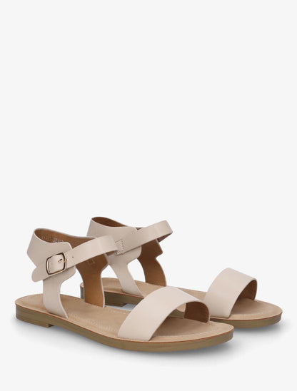 Nu-pieds basiques en simili - Beige - 4