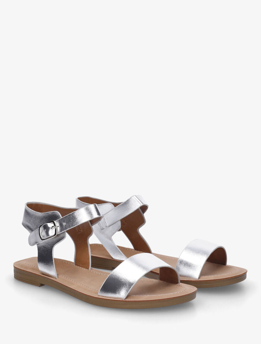 Nu-pieds basiques en simili - Argent - 4