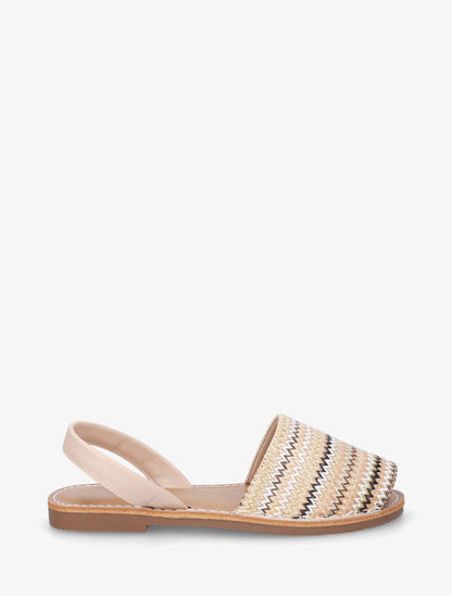 Nu-pieds à brides tressées motif zigzag - Beige - 1