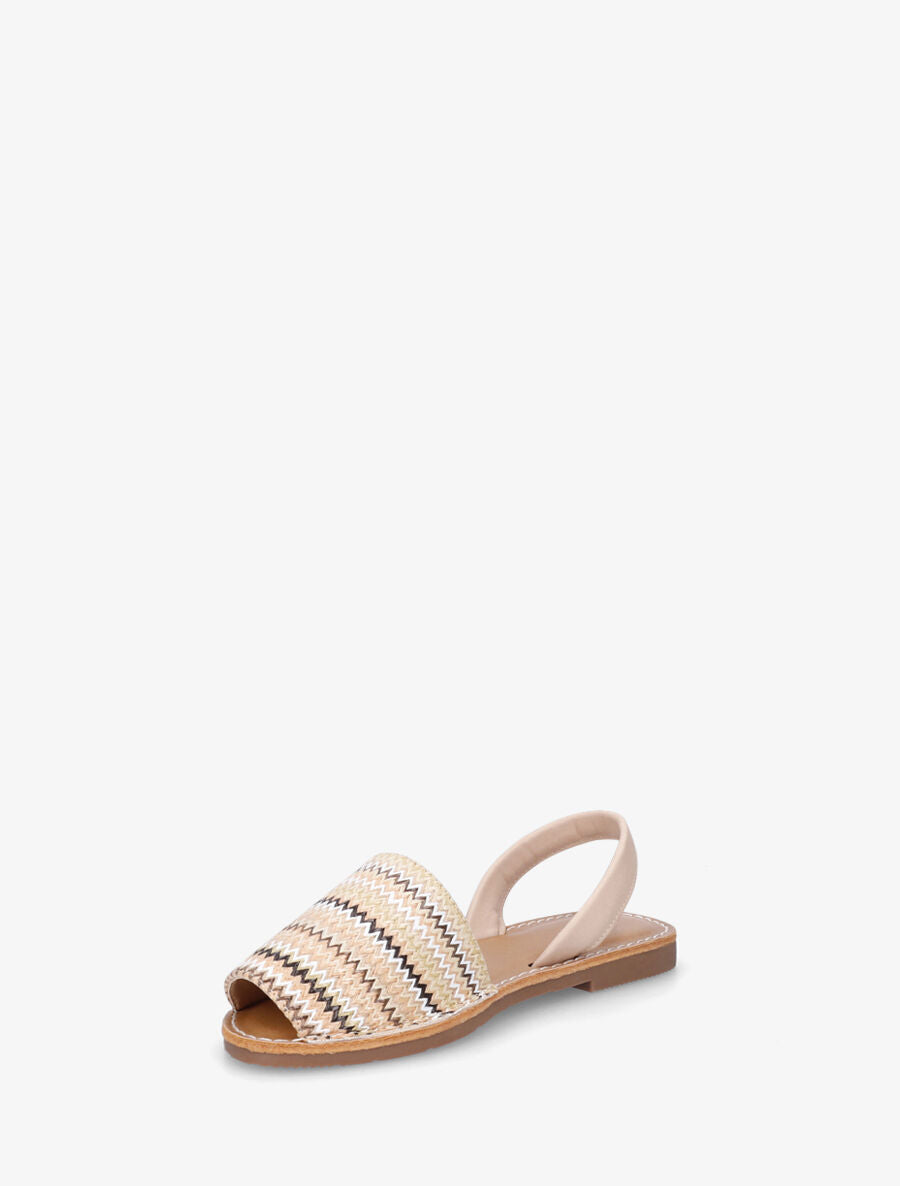Nu-pieds à brides tressées motif zigzag - Beige - 3