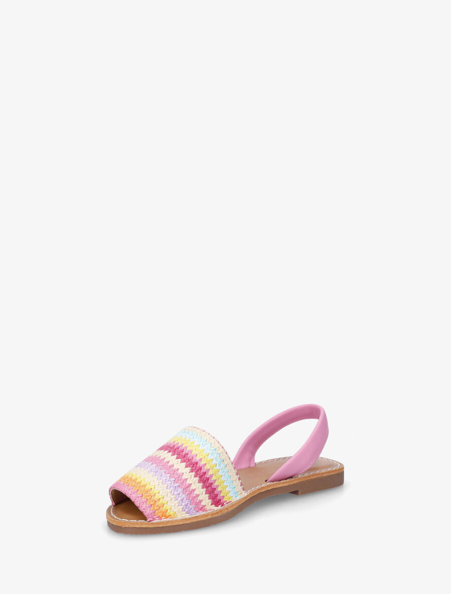 Nu-pieds à brides tressées motif zigzag - Rose - 3