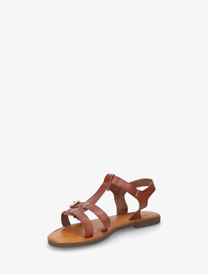 Nu-pieds en simili à double boucles - Marron - 3
