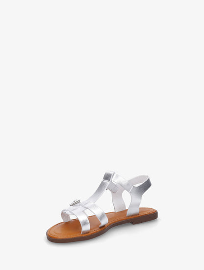 Nu-pieds en simili à double boucles - Argent - 3