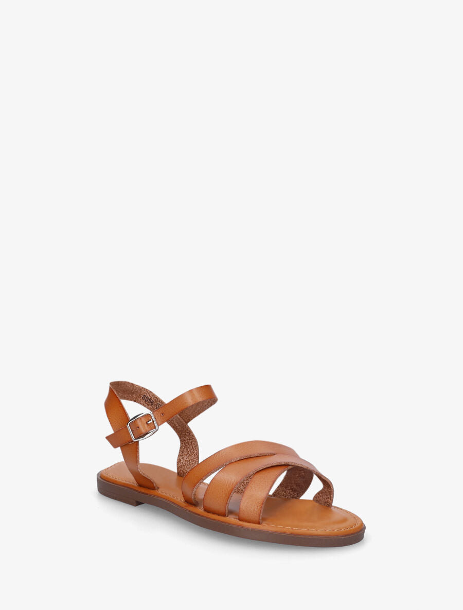 Nu-pieds multibrides croisées - Camel - 2