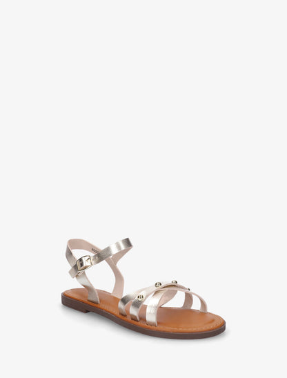 Nu-pieds croisés à clous - Or - 2