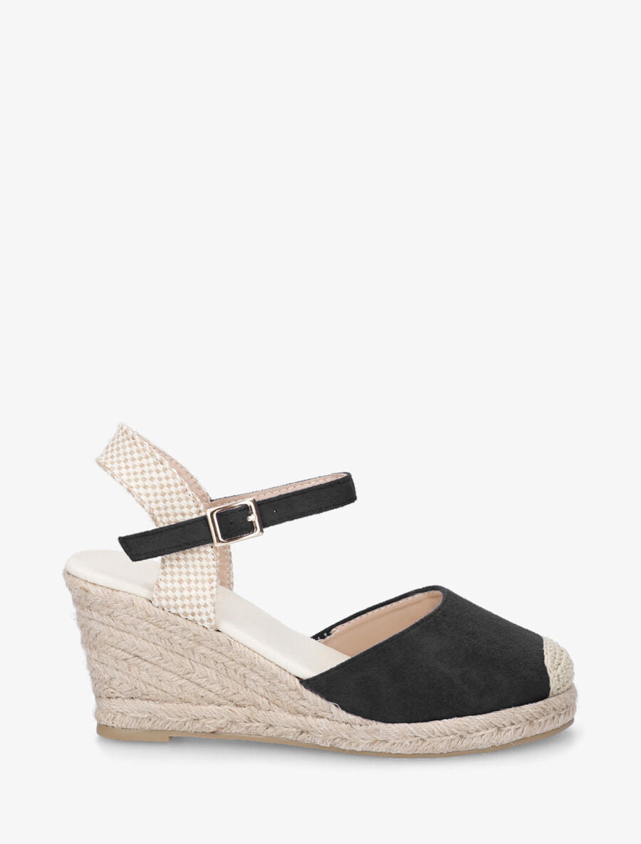 Espadrille en suédine à talon compensé - Noir - 1