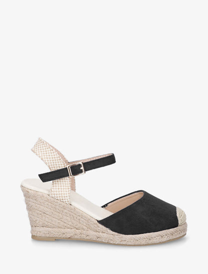 Espadrille en suédine à talon compensé - Noir - 1