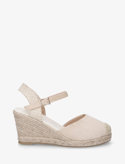Espadrille en suédine à talon compensé - Beige - 5