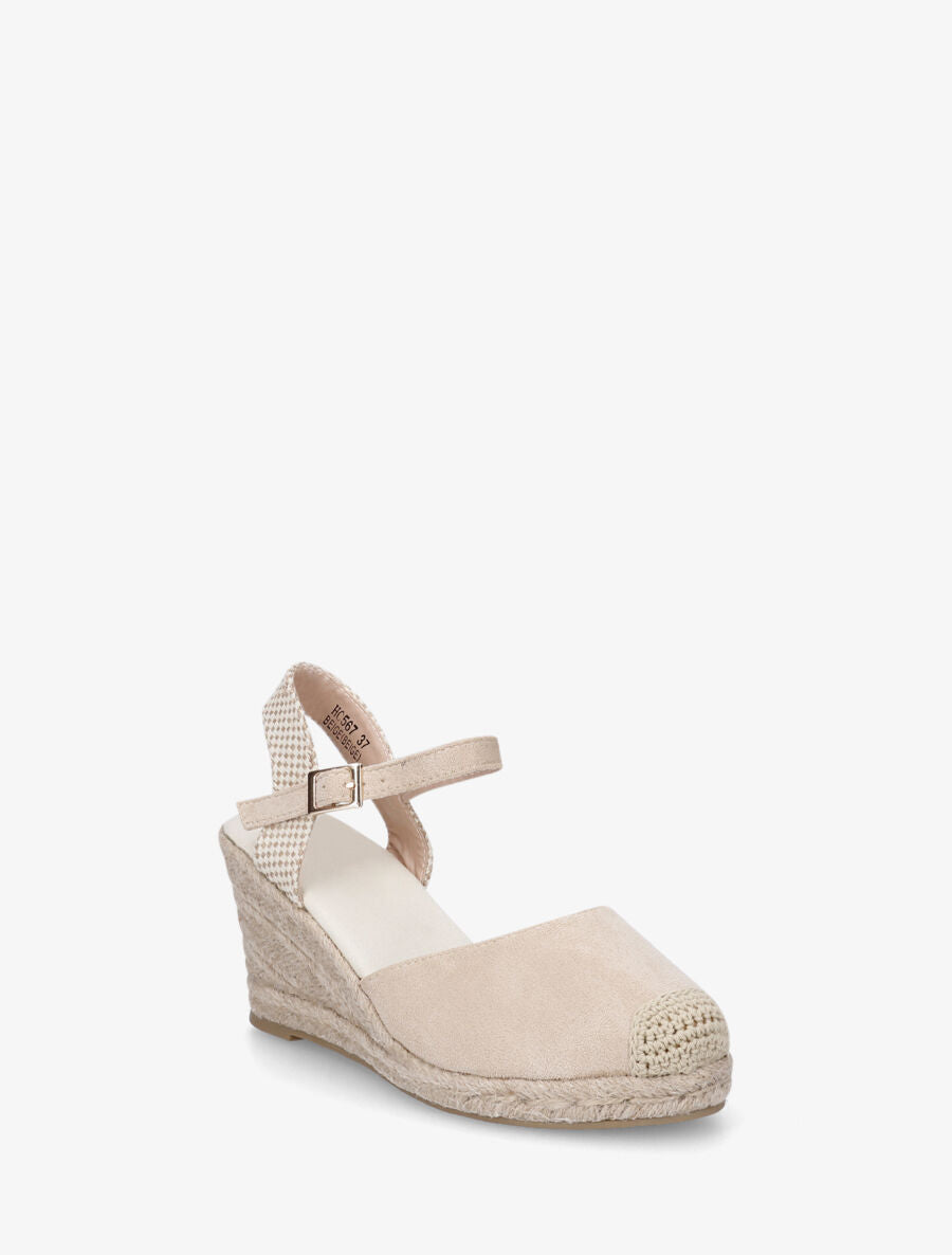 Espadrille en suédine à talon compensé - Beige - 2