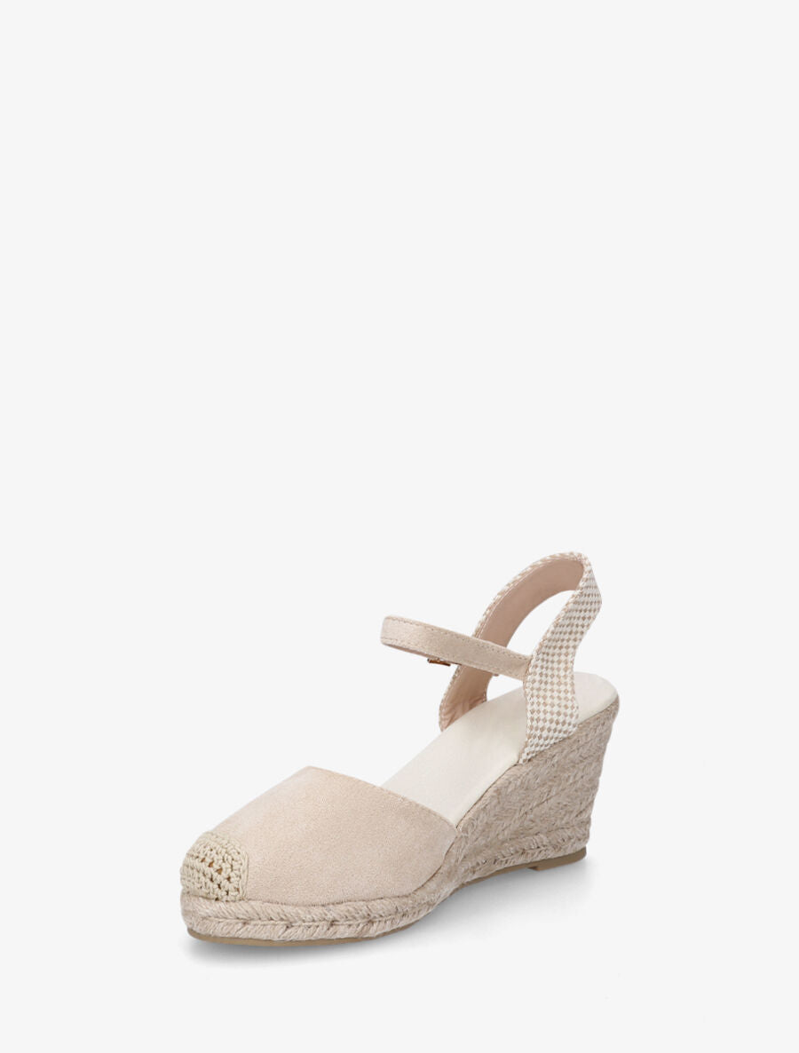 Espadrille en suédine à talon compensé - Beige - 3