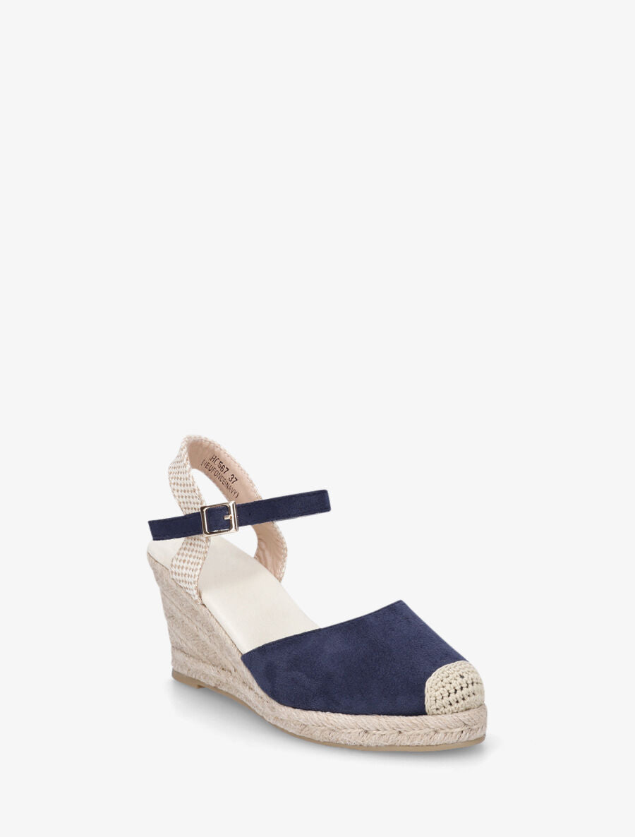 Espadrille en suédine à talon compensé - Marine - 2