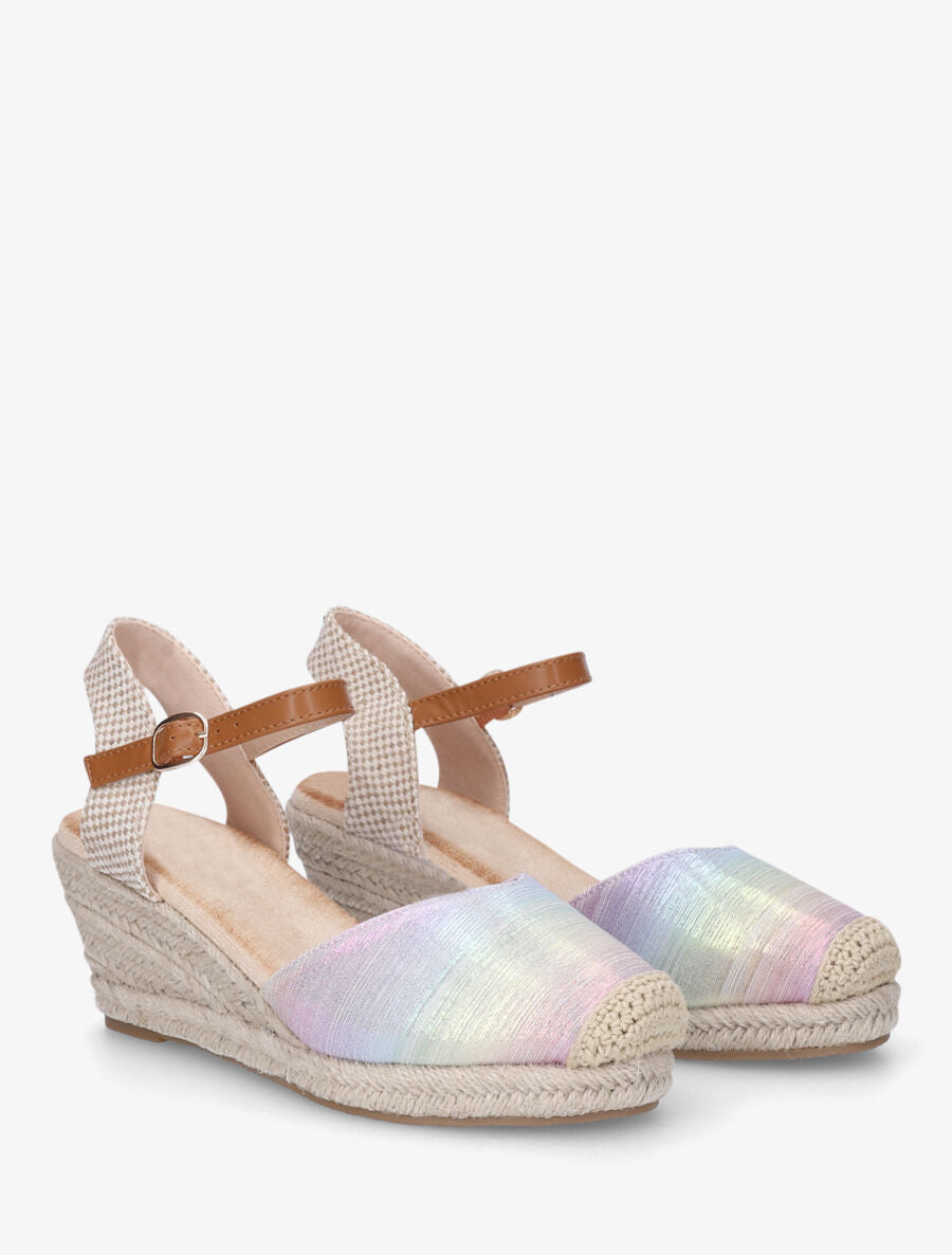 Espadrilles irisées en tissu - Argent - 4
