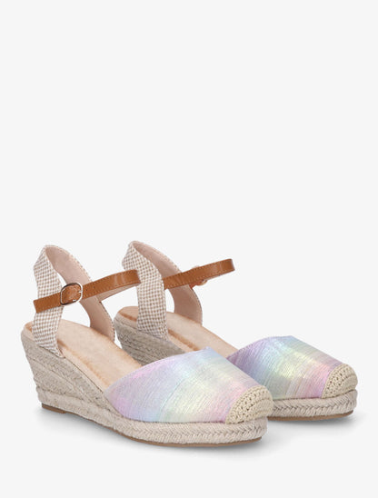 Espadrilles irisées en tissu - Argent - 4
