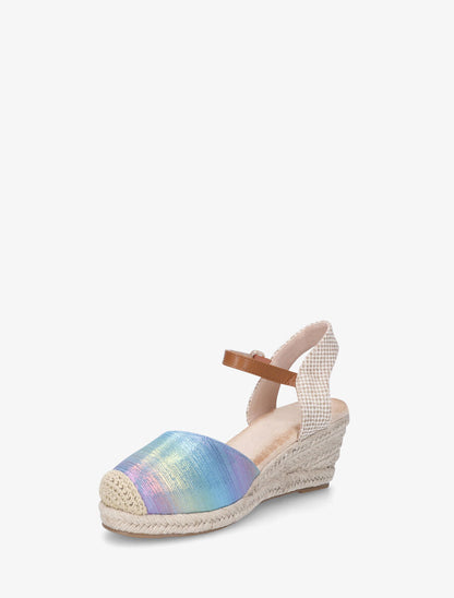 Espadrilles irisées en tissu - Bleu - 3