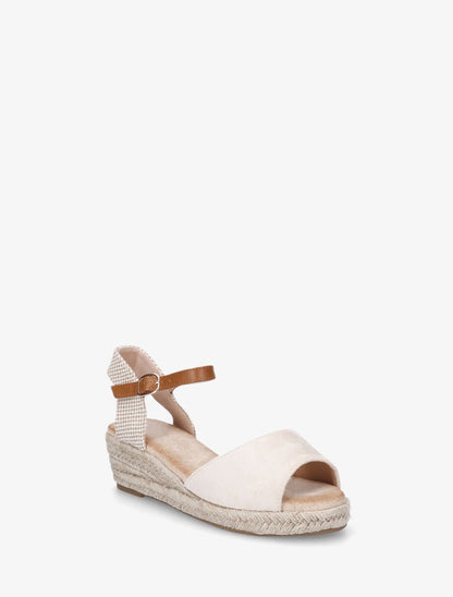 Sandales en suédine à contrefort damier - Beige - 2