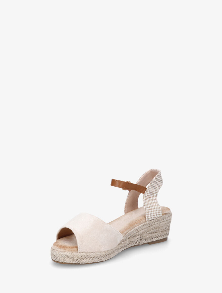 Sandales en suédine à contrefort damier - Beige - 3