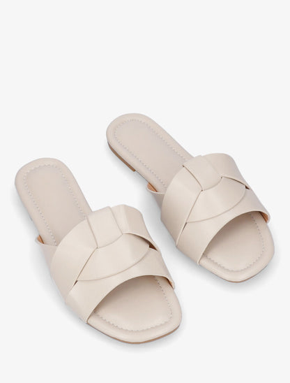 Claquettes à brides entrelacées - Beige - 4