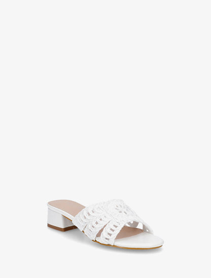 Mules style macramé en simili - Blanc - 2