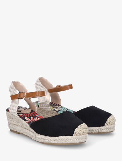 Espadrille en suédine à semelle fantaisie - Noir - 4