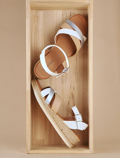 Sandales compensées à triple brides - Blanc - 1