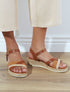 Sandales compensées à triple brides - Camel - 1