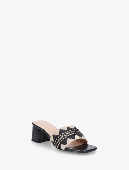 Mules irisées style jacquard zigzag - Noir - 2
