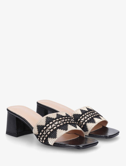 Mules irisées style jacquard zigzag - Noir - 4