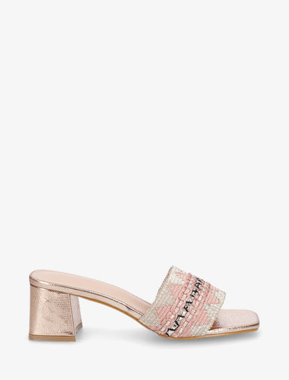 Mules irisées style jacquard zigzag - Rose gold - 5