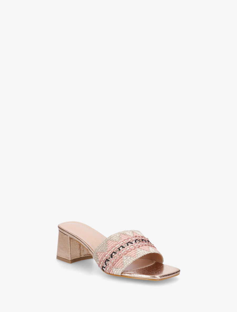 Mules irisées style jacquard zigzag - Rose gold - 2
