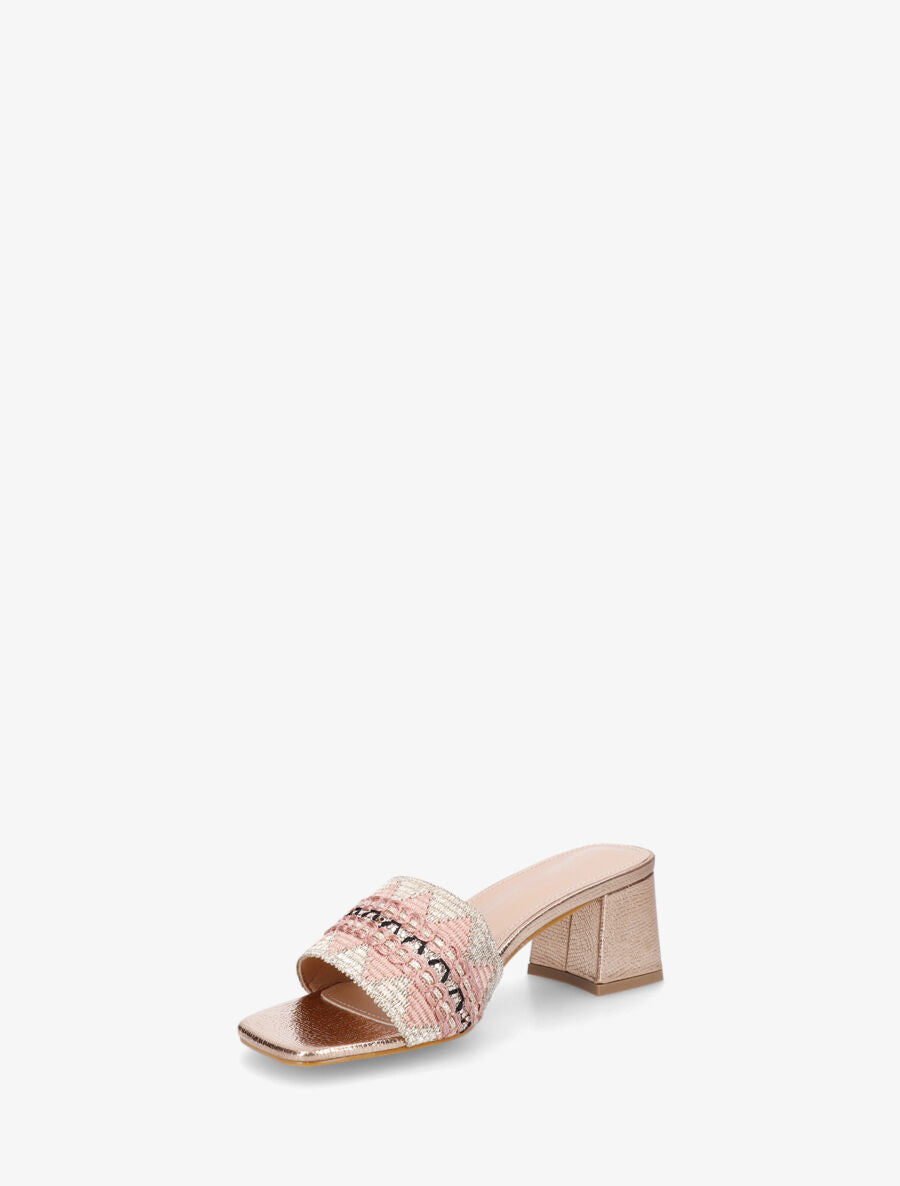 Mules irisées style jacquard zigzag - Rose gold - 3