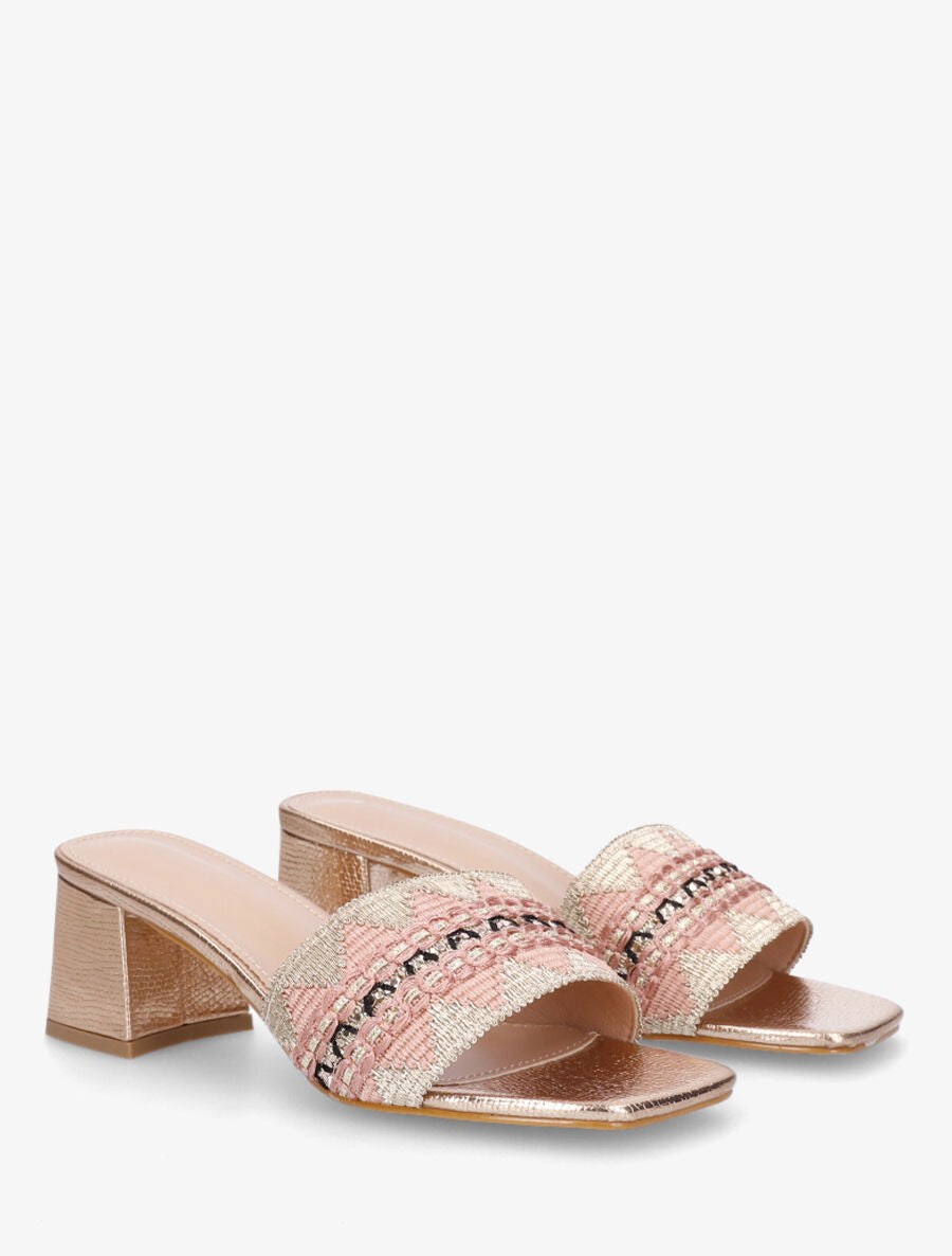 Mules irisées style jacquard zigzag - Rose gold - 4