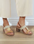 Sandales bi-matière à bijou style marbre - Camel - 1