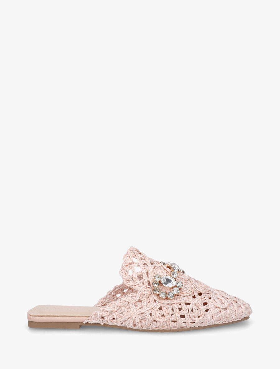 Mules effet paille à boucle fantaisie - Rose - 5
