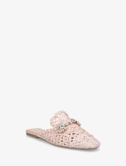 Mules effet paille à boucle fantaisie - Rose - 2