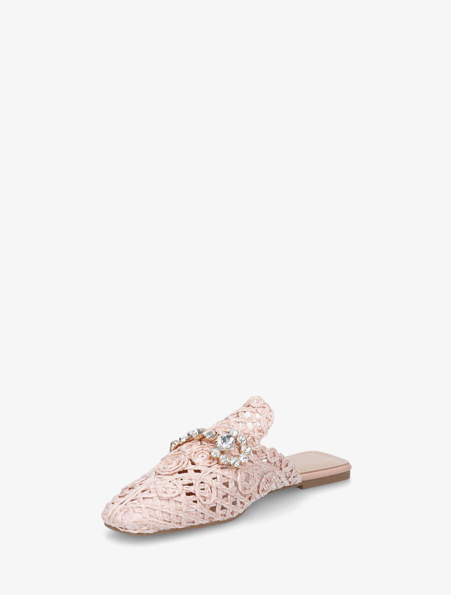 Mules effet paille à boucle fantaisie - Rose - 3