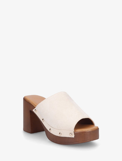 Mules à talon style sabot - Beige - 2