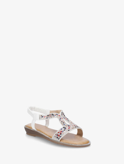 Nu-pieds élastiqués à strass - Argent - 2