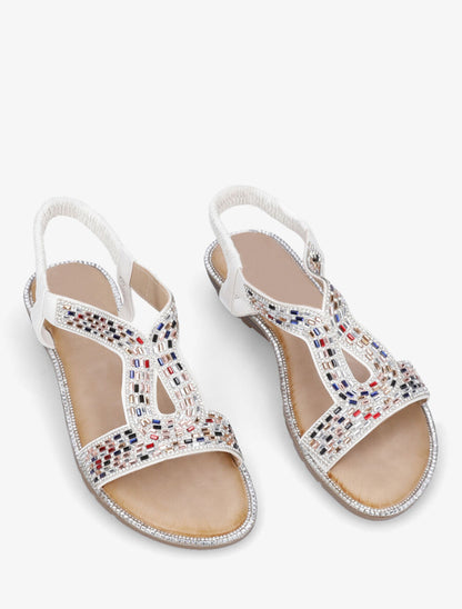 Nu-pieds élastiqués à strass - Argent - 4