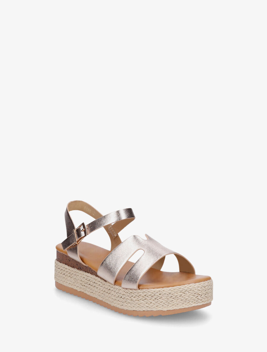 Sandales compensées à bride ajourée - Rose gold - 2