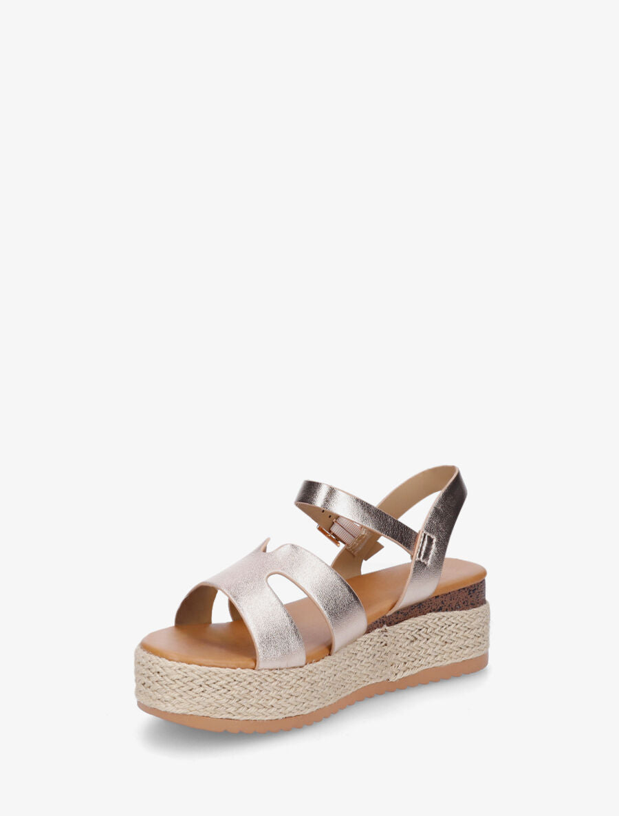 Sandales compensées à bride ajourée - Rose gold - 3