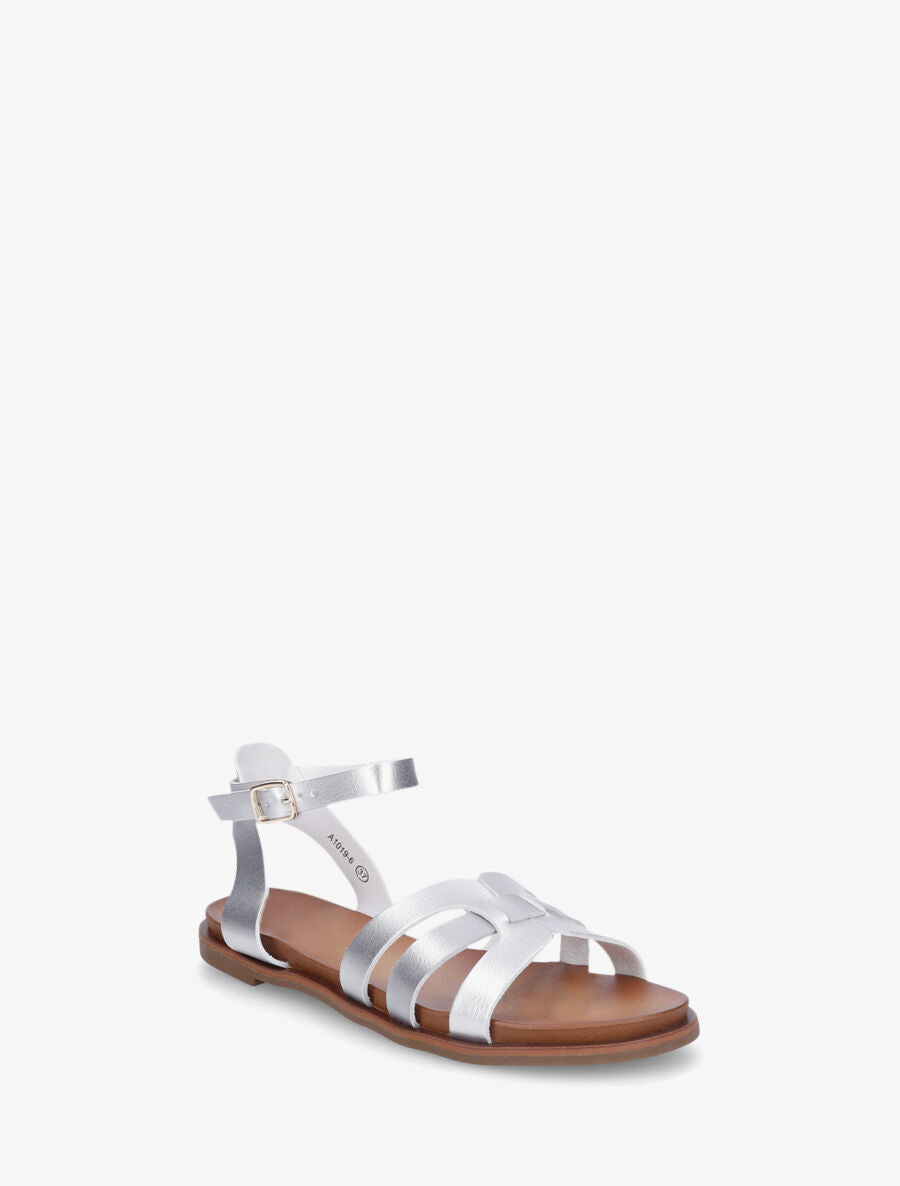 Nu-pieds en simili àtriple brides - Argent - 2