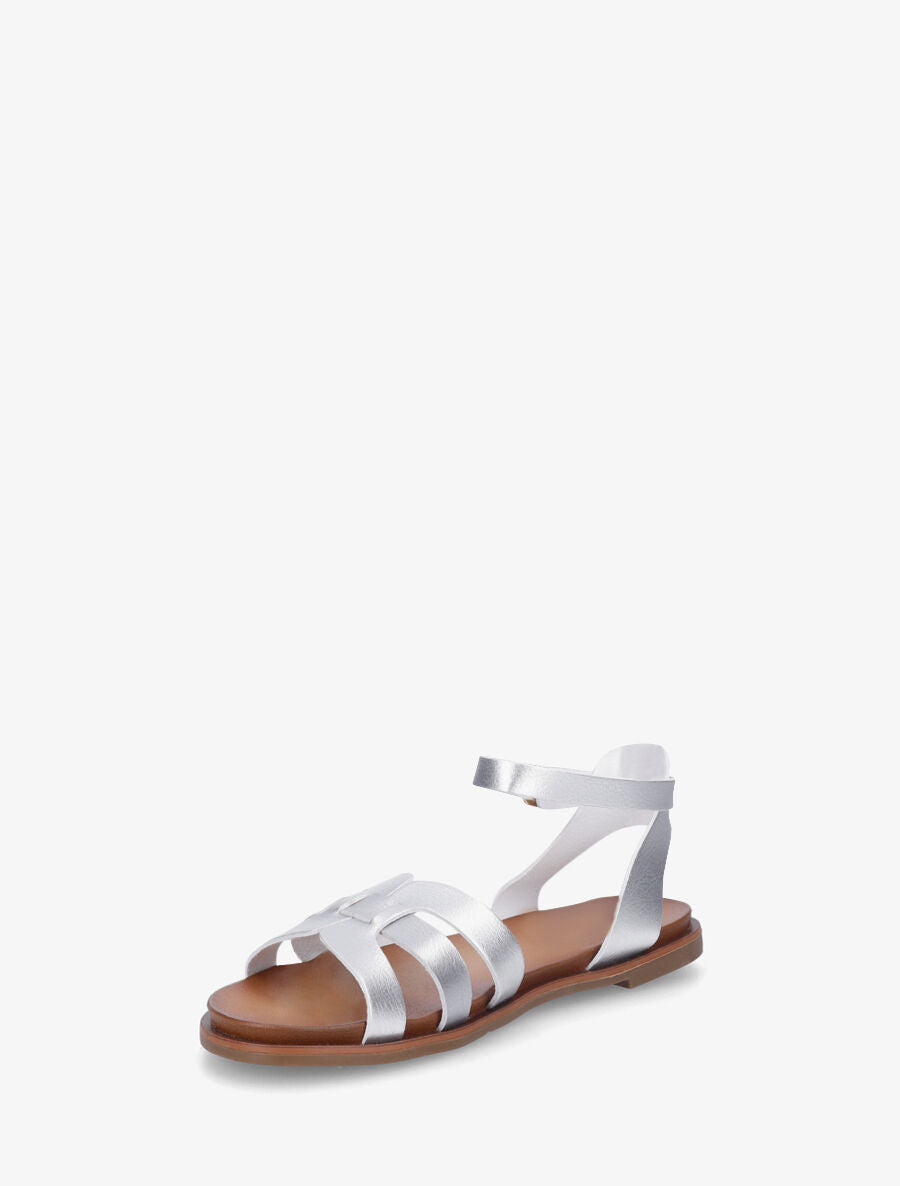 Nu-pieds en simili àtriple brides - Argent - 3