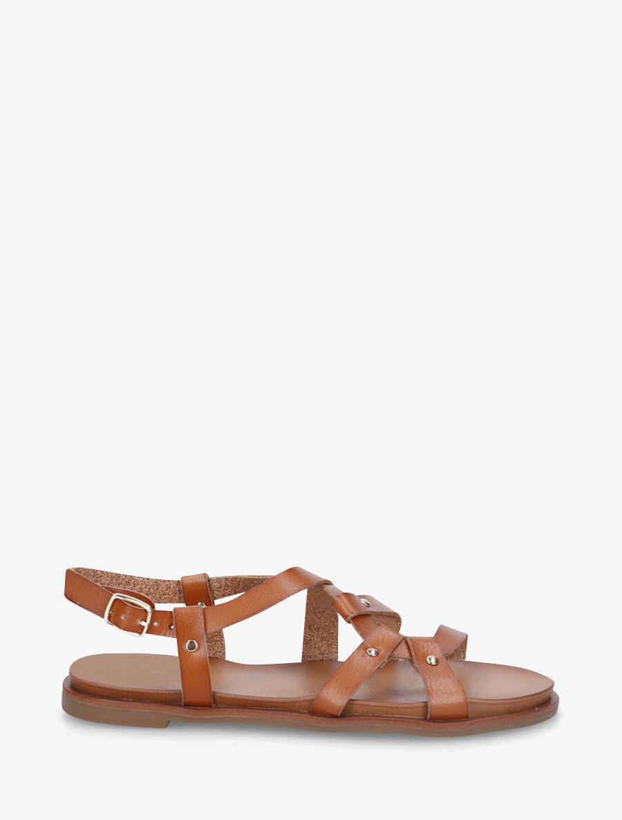 Nu-pieds en simili à bride courbée - Camel - 5