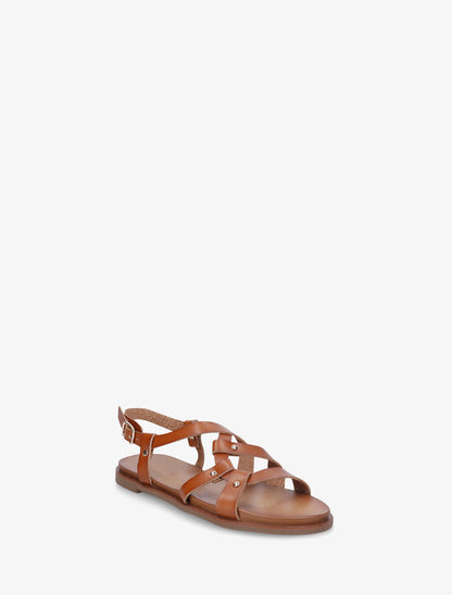 Nu-pieds en simili à bride courbée - Camel - 2