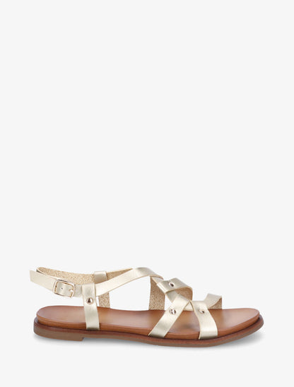 Nu-pieds en simili à bride courbée - Or - 1